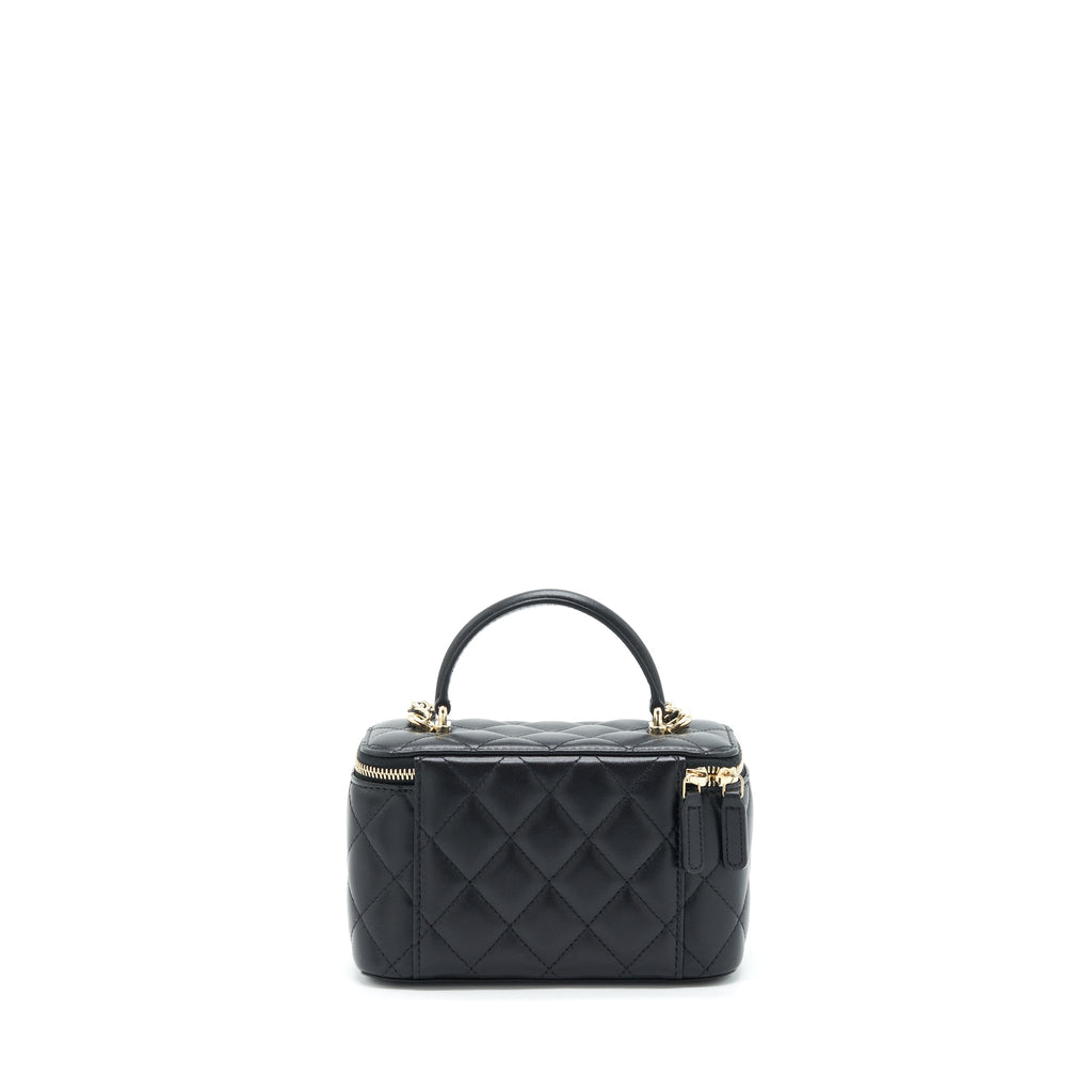 CHANEL TOP HANDLE LONG VANITY LAMBSKIN BLACK LGHW