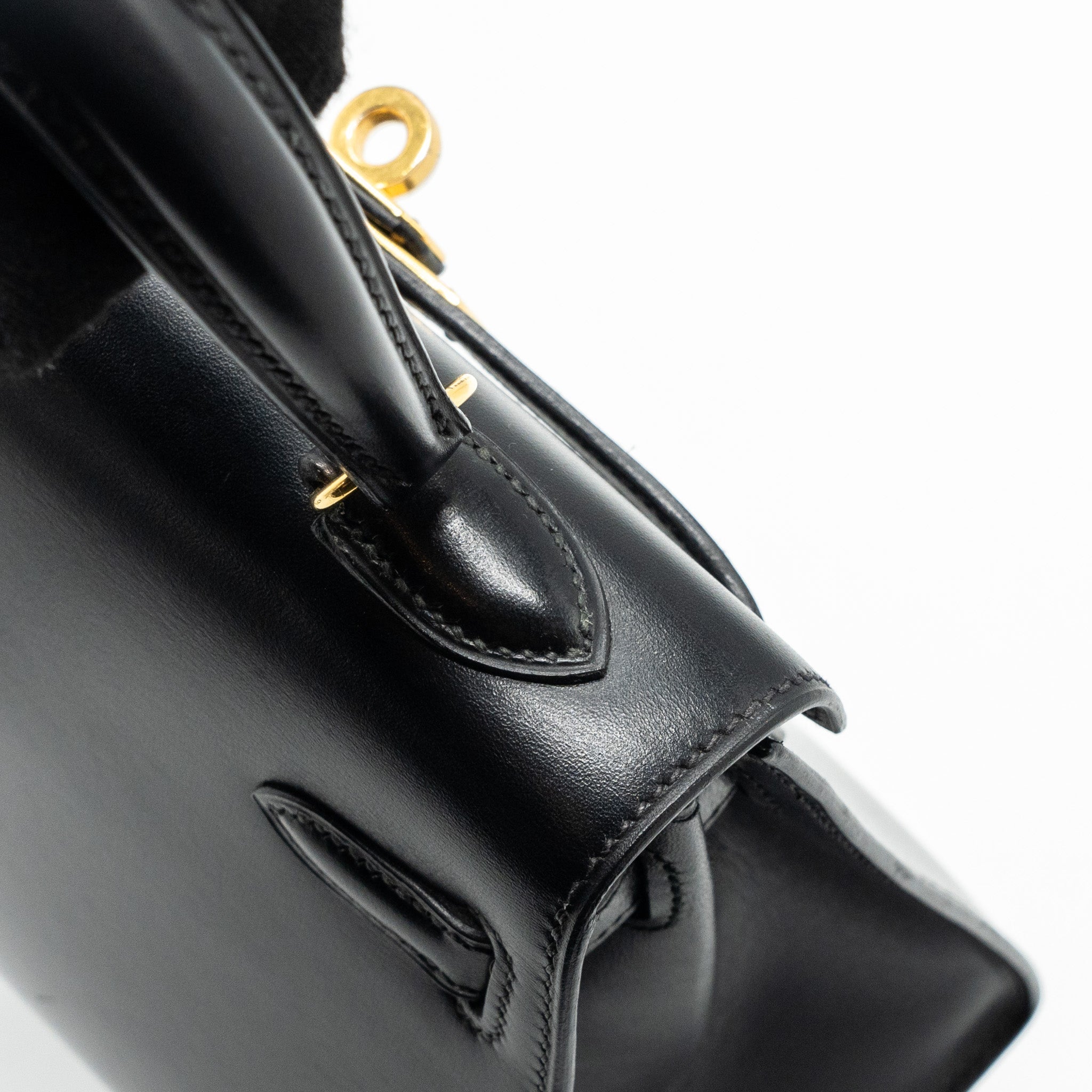 HERMES VINTAGE KELLY 20 BOX CALFSKIN BLACK GHW