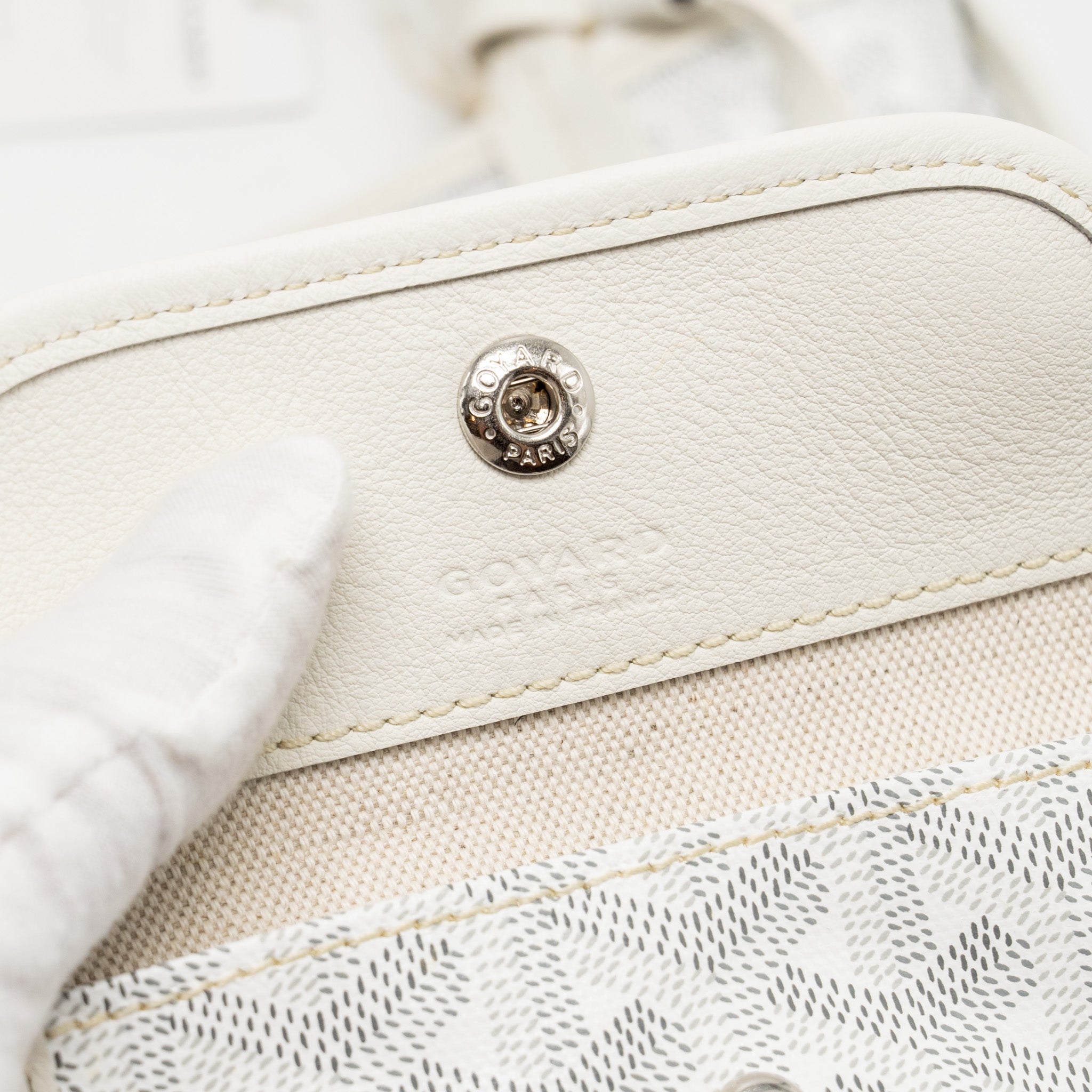 GOYARD MINI ANJOU TOTE BAG GOYARDINE CANVAS/LEATHER WHITE SHW