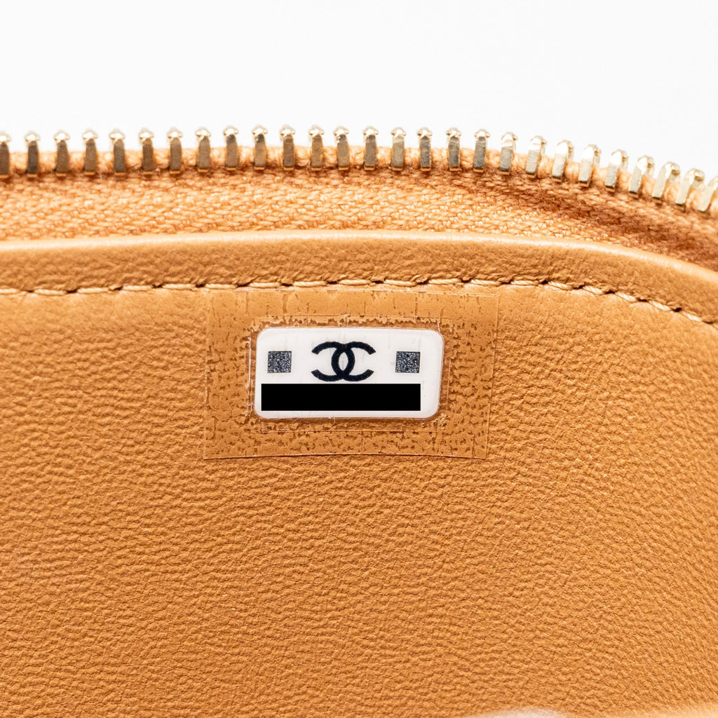 CHANEL TOP HANDLE LONG VANITY CASE WITH CHAIN LAMBSKIN CARAMEL LGHW(MICROCHIP)