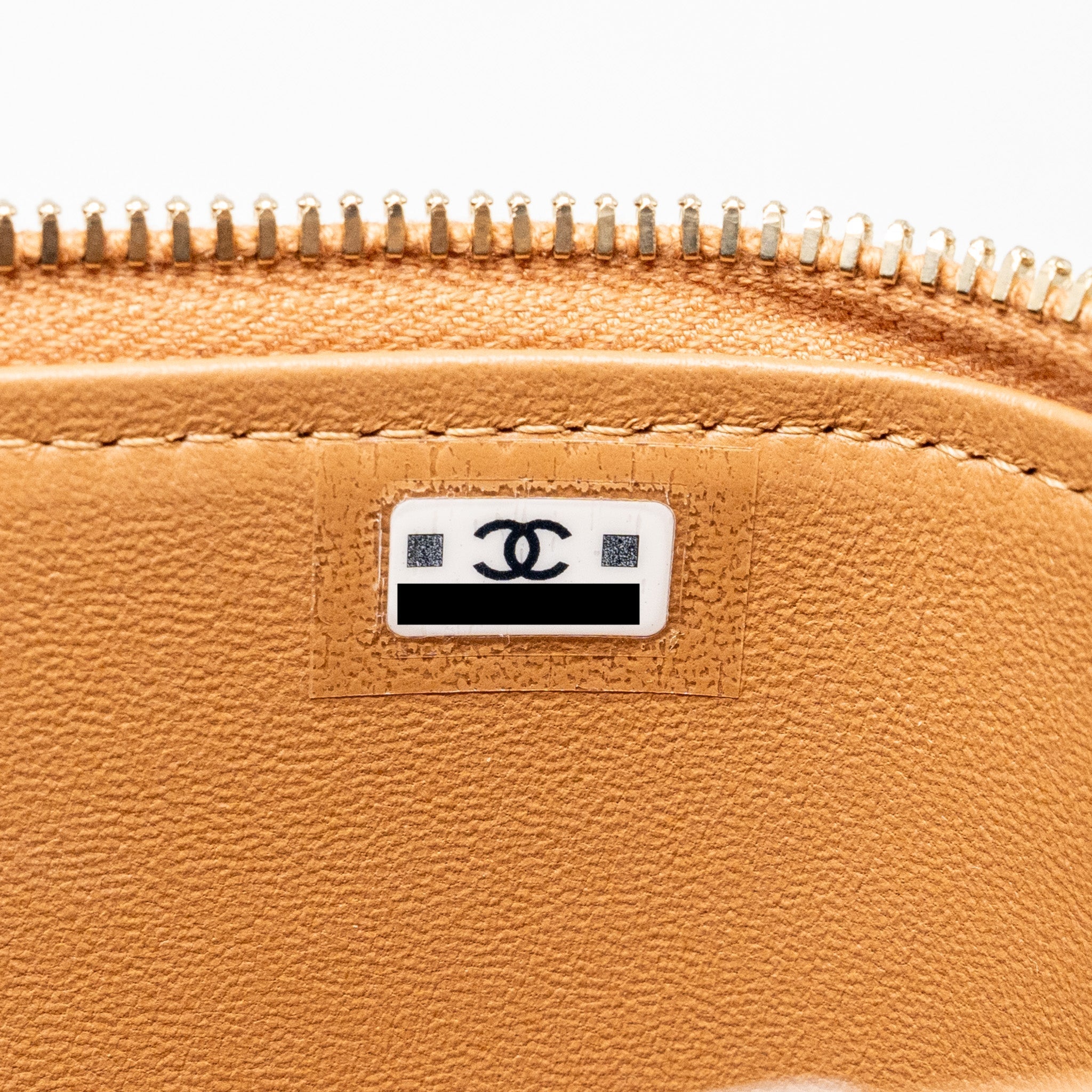 CHANEL TOP HANDLE LONG VANITY CASE WITH CHAIN LAMBSKIN CARAMEL LGHW(MICROCHIP)