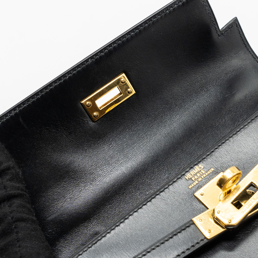HERMES VINTAGE KELLY 20 BOX CALFSKIN BLACK GHW