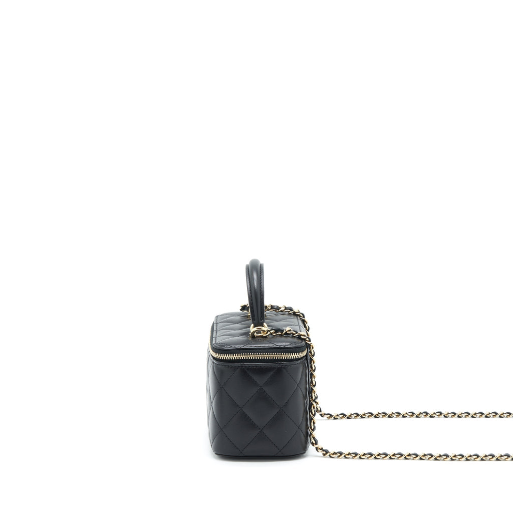 CHANEL TOP HANDLE LONG VANITY LAMBSKIN BLACK LGHW