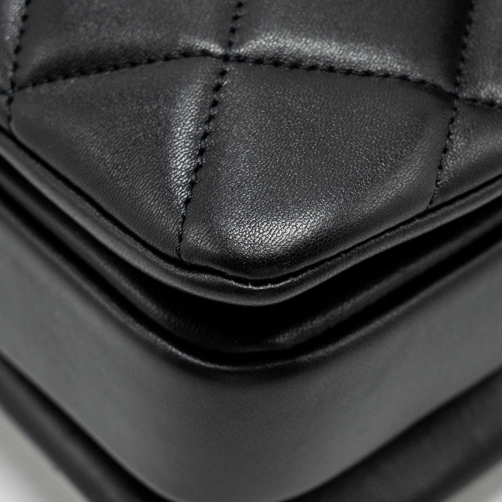 CHANEL TOP HANDLE TRENDY CC FLAP BAG LAMBSKIN BLACK LGHW