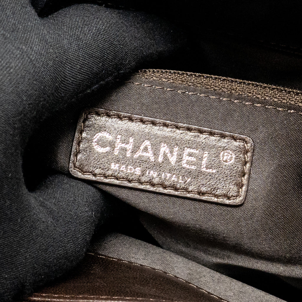CHANEL LARGE QUILTED FLAP BAG WITH CHAIN LAMBSKIN DARK BROWN SHW