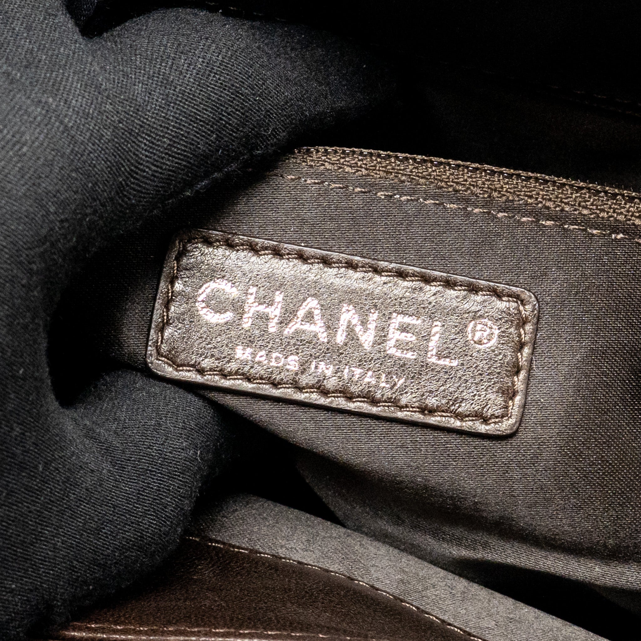 CHANEL LARGE QUILTED FLAP BAG WITH CHAIN LAMBSKIN DARK BROWN SHW