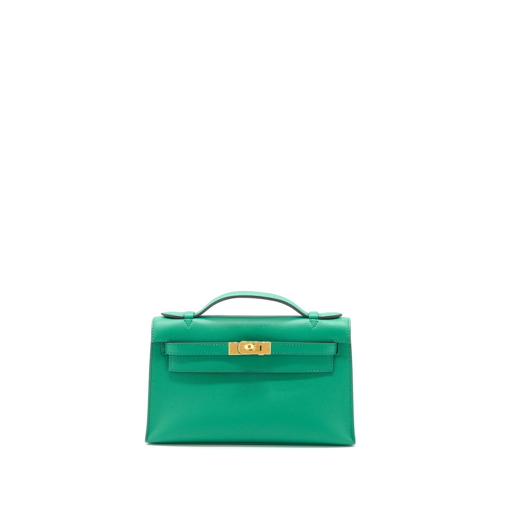 HERMES KELLY POCHETTE SWIFT U4 VERT VERTIGO GHW