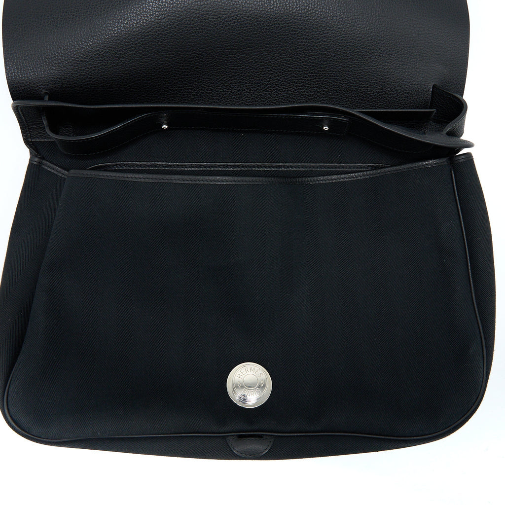 HERMES COLORADO GM BAG VACHE LIEGEE LEATHER / CANVAS BLACK SHW