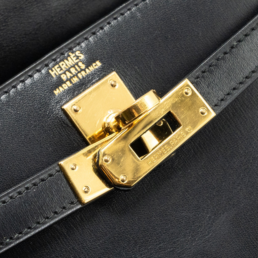 HERMES VINTAGE KELLY 20 BOX CALFSKIN BLACK GHW