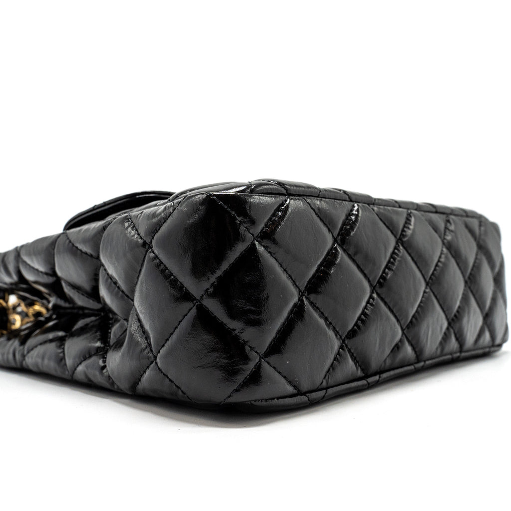CHANEL 23C HOBO BAG SHINY CALFSKIN BLACK BRUSHED GHW (MICROCHIP)
