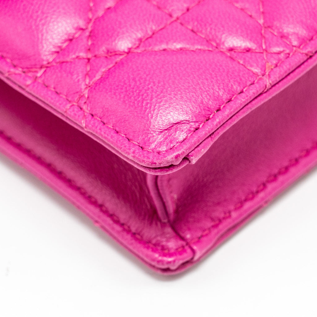 DIOR DIORADDICT WALLET ON CHAIN LAMBSKIN PINK GHW