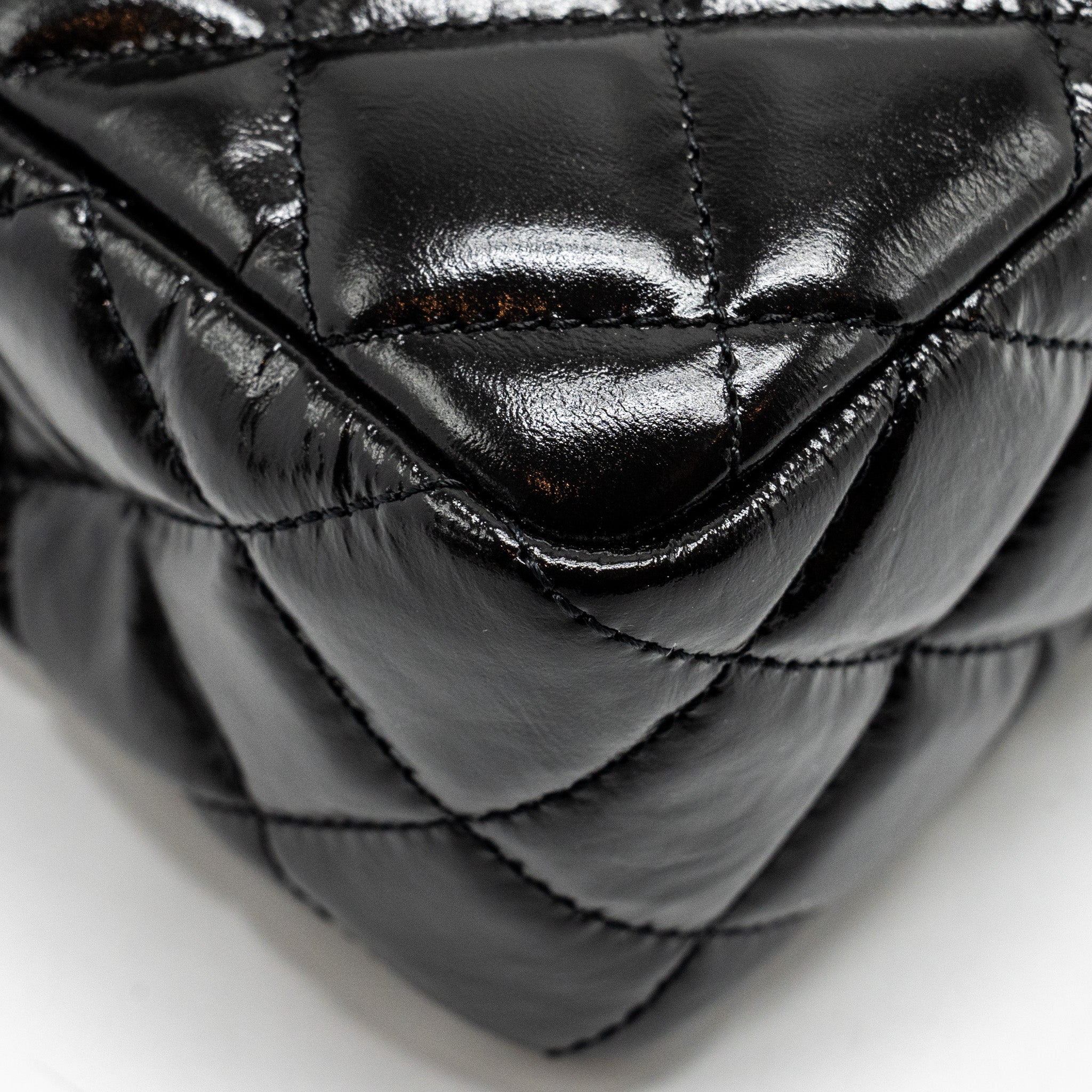 CHANEL 23C HOBO BAG SHINY CALFSKIN BLACK BRUSHED GHW (MICROCHIP)