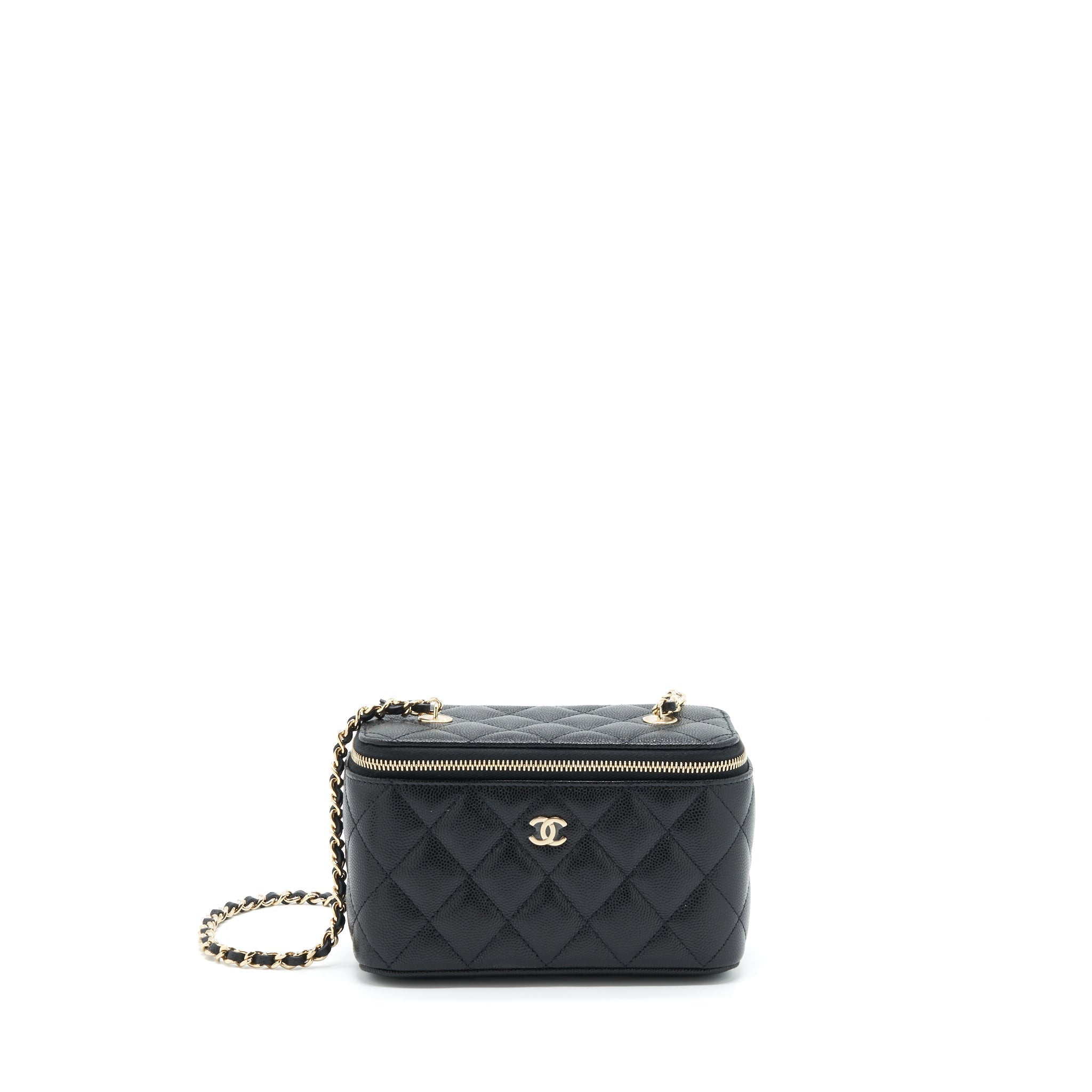 CHANEL 22S LONG VANITY WITH CHAIN CAVIAR BLACK LGHW