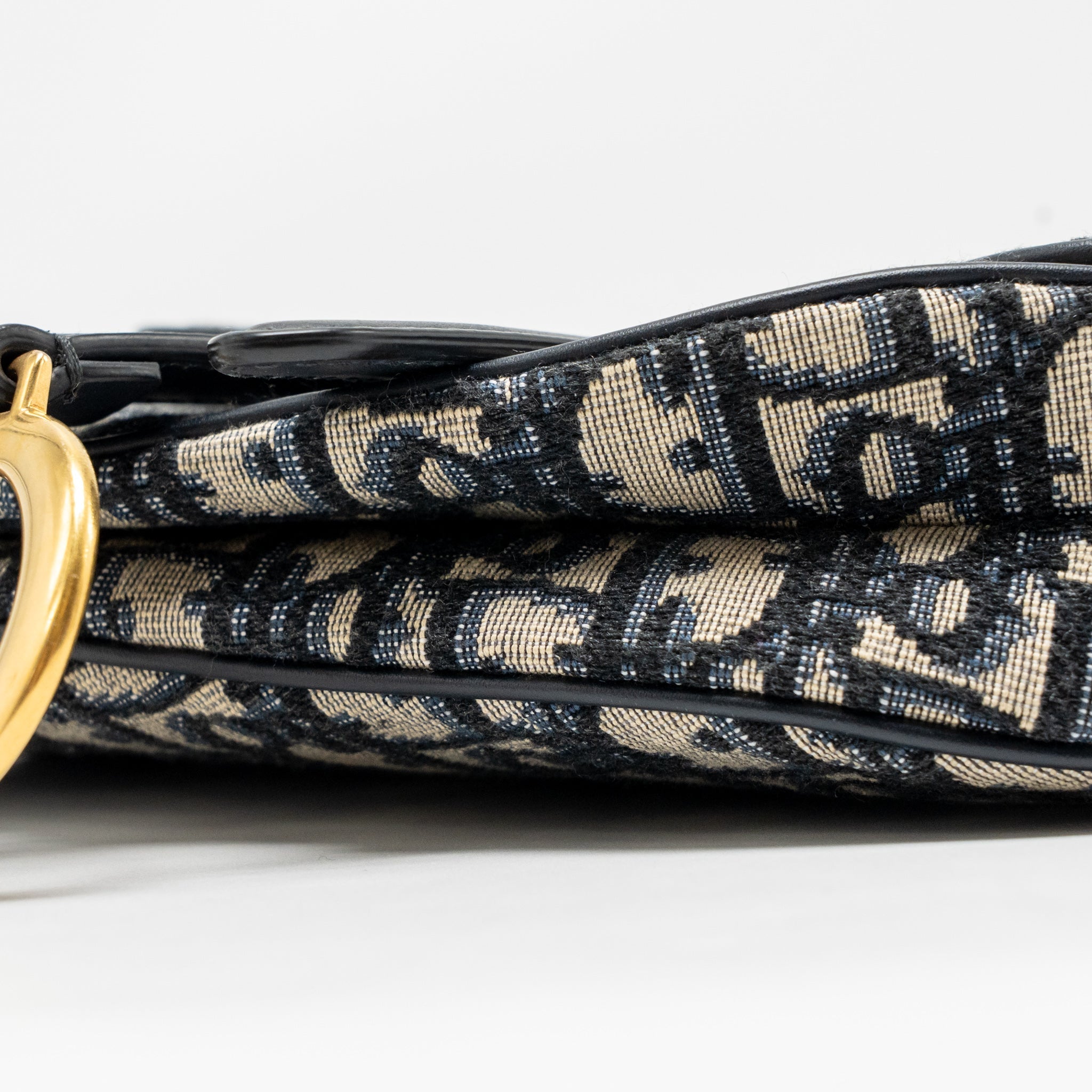 DIOR MINI SADDLE BAG BLUE OBLIQUE JACQUARD CANVAS GHW