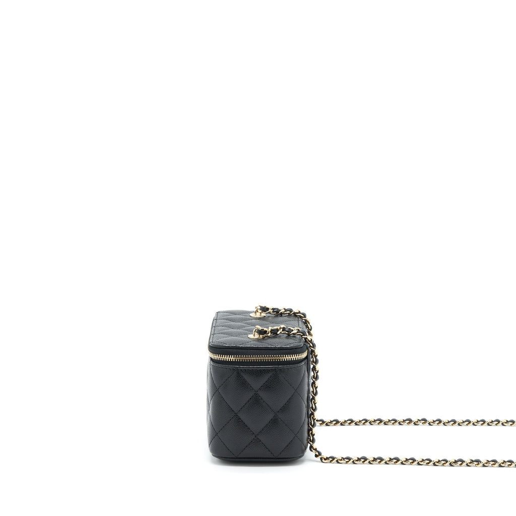 CHANEL 22S LONG VANITY WITH CHAIN CAVIAR BLACK LGHW
