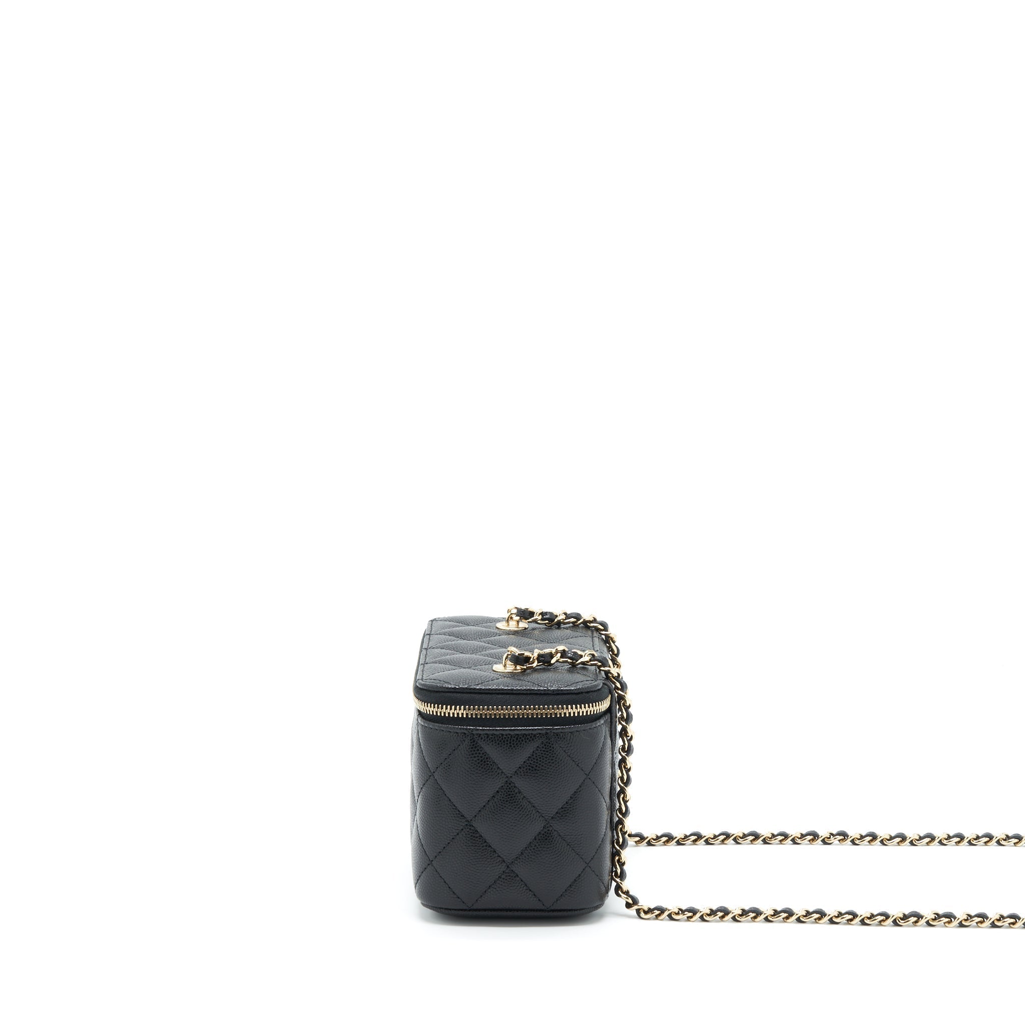 CHANEL 22S LONG VANITY WITH CHAIN CAVIAR BLACK LGHW