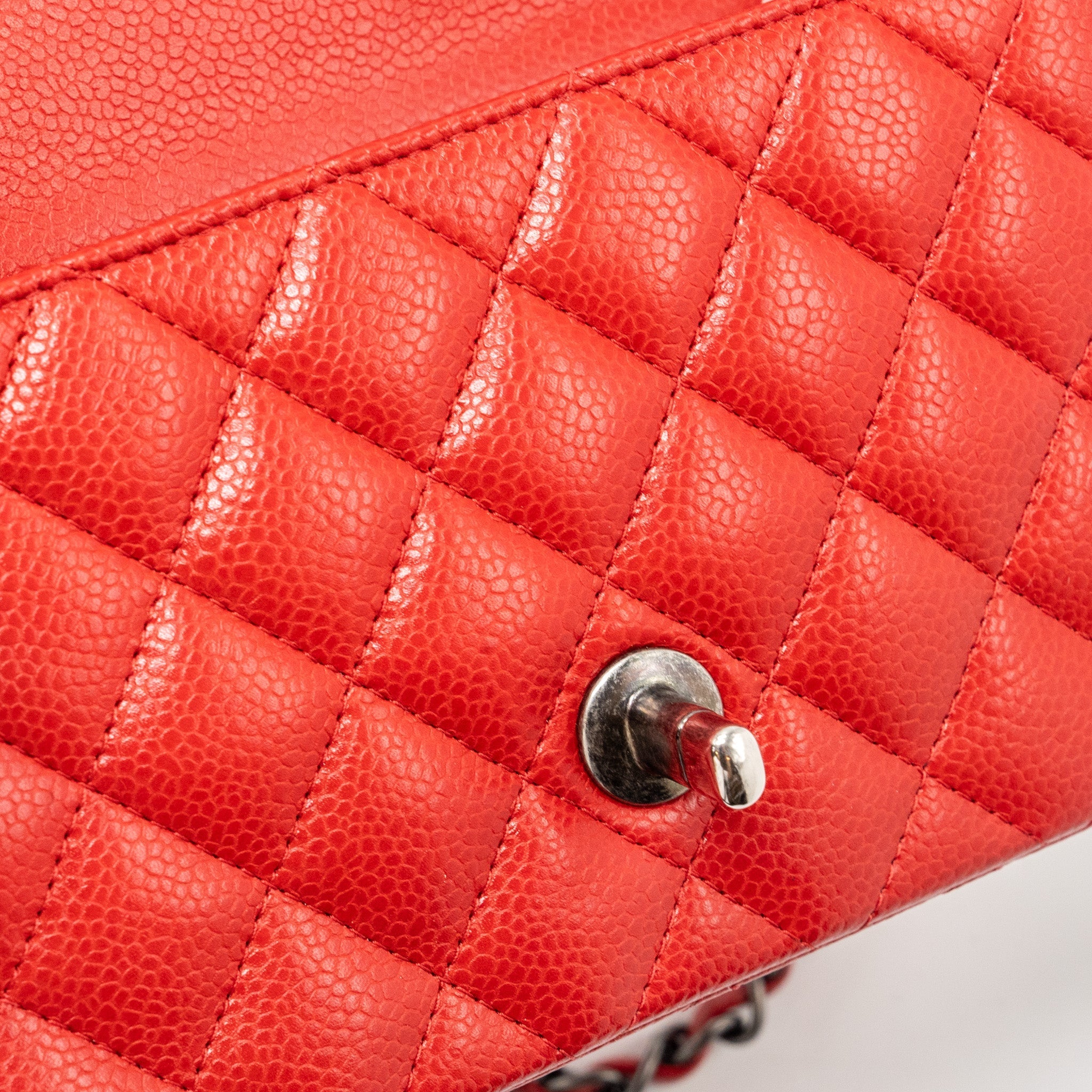 CHANEL MINI RECTANGULAR FLAP BAG CAVIAR RED RUTHENIUM HARDWARE