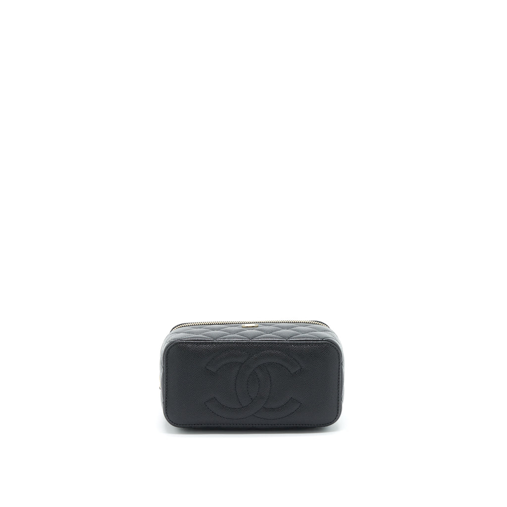CHANEL 22S LONG VANITY WITH CHAIN CAVIAR BLACK LGHW