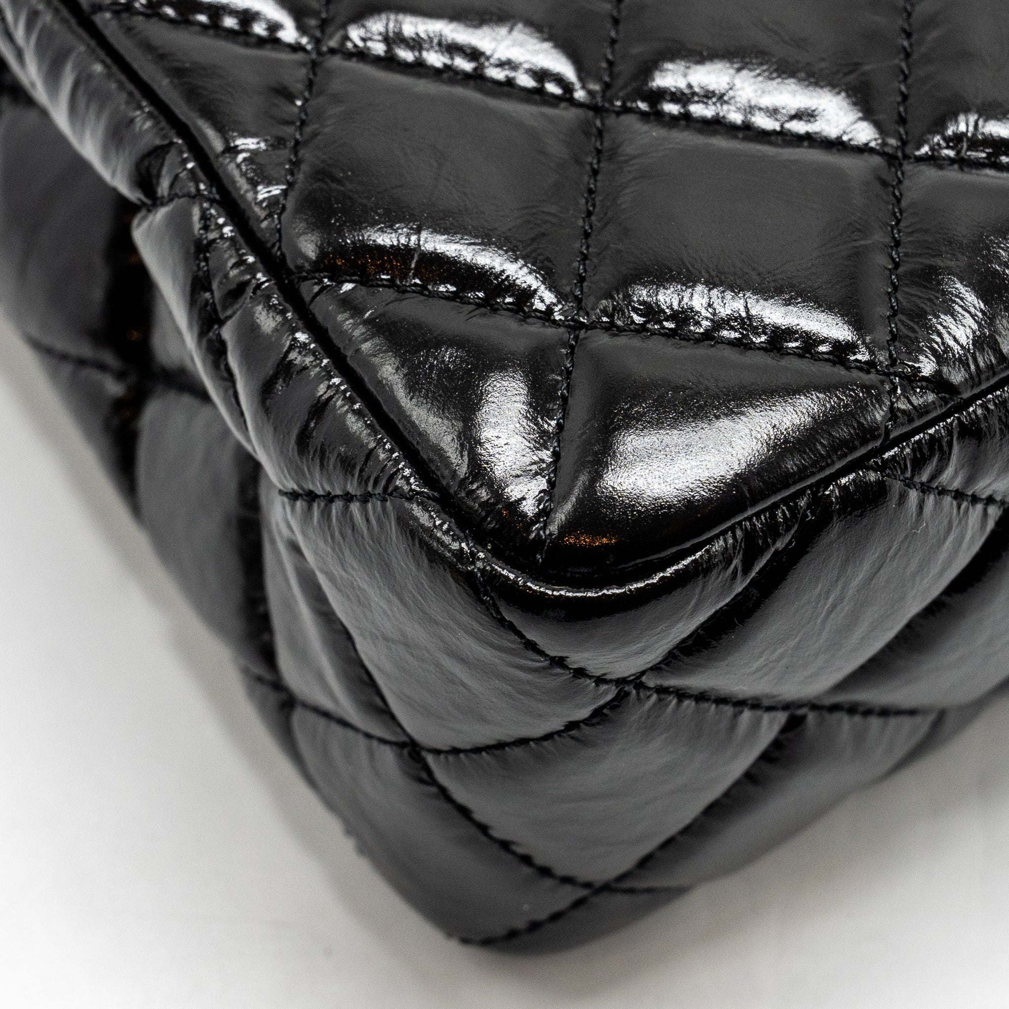 CHANEL 23C HOBO BAG SHINY CALFSKIN BLACK BRUSHED GHW (MICROCHIP)