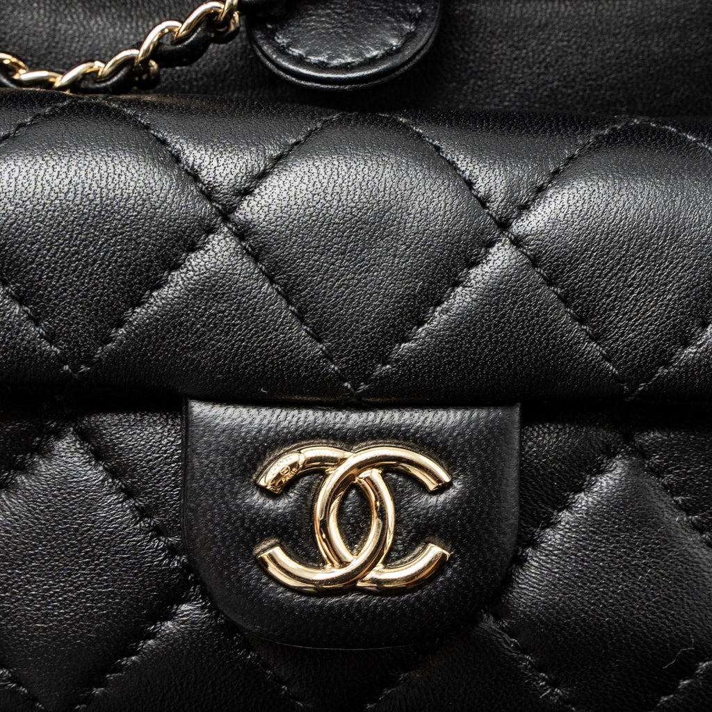 CHANEL MINI DUMA BACKPACK LAMBSKIN BLACK LGHW (MICROCHIP)
