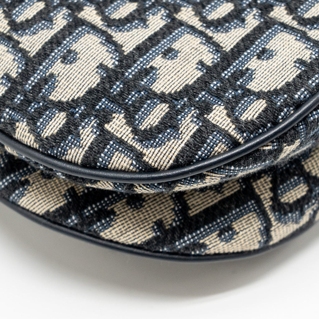 DIOR MINI SADDLE BAG BLUE OBLIQUE JACQUARD CANVAS GHW