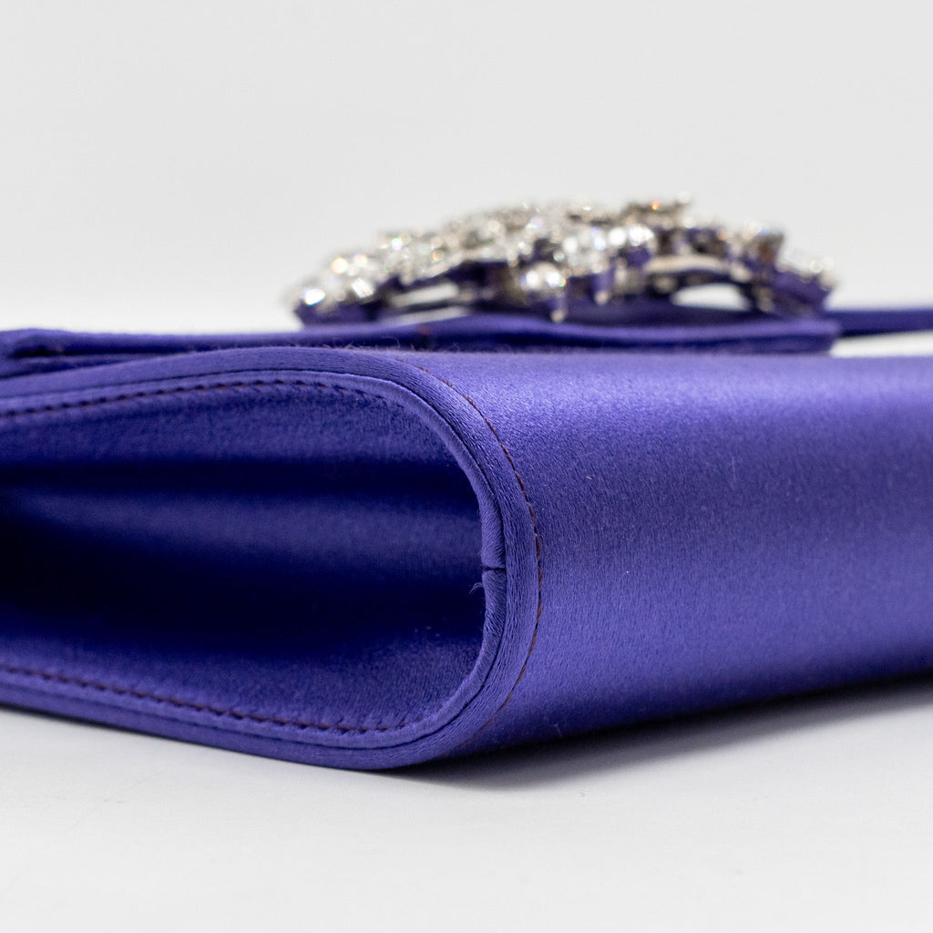 ROGER VIVIER EFFLORESCENCE MINI CLUTCH SILK BLEND SATIN PURPLE SHW