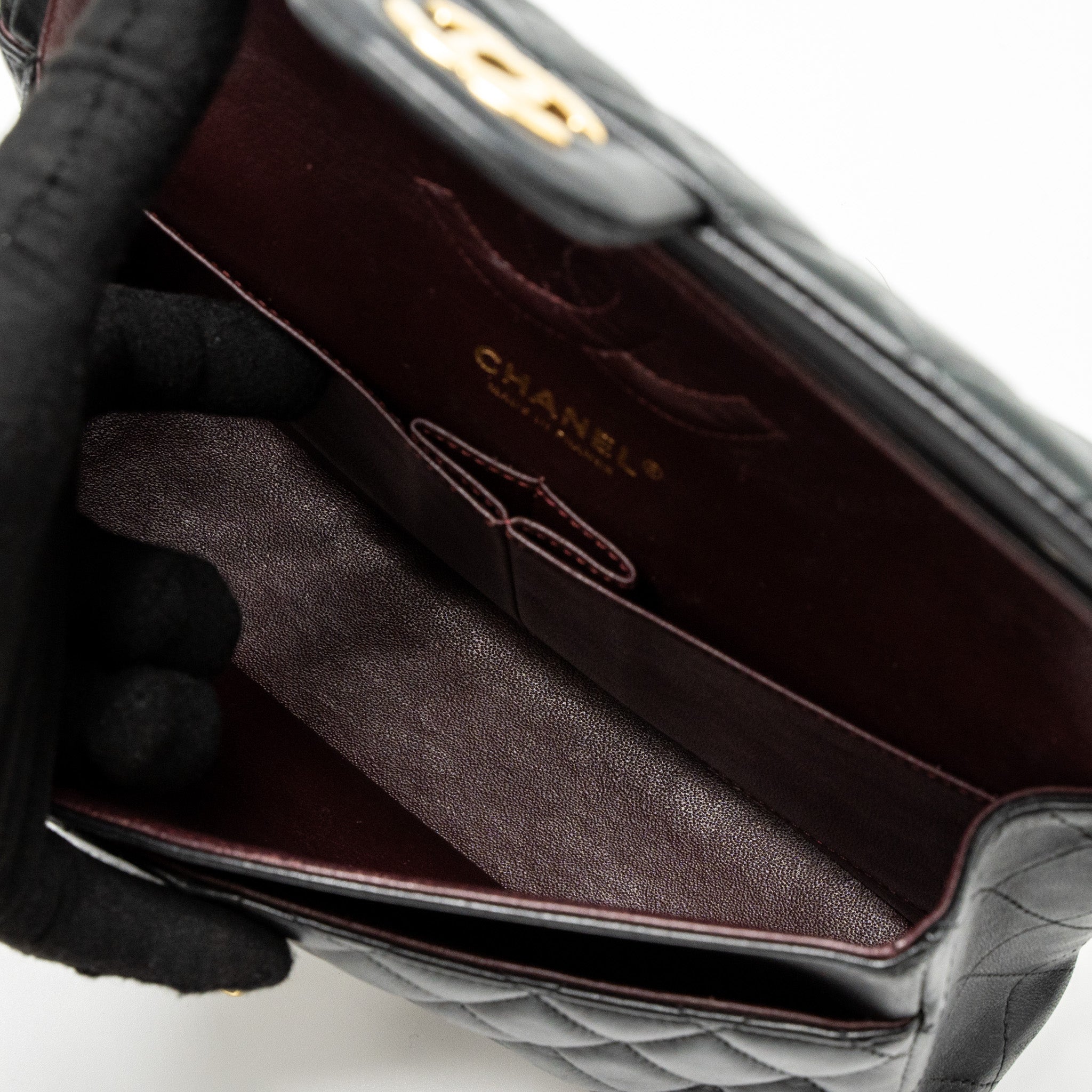 CHANEL MINI DUMA BACKPACK LAMBSKIN BLACK LGHW (MICROCHIP)