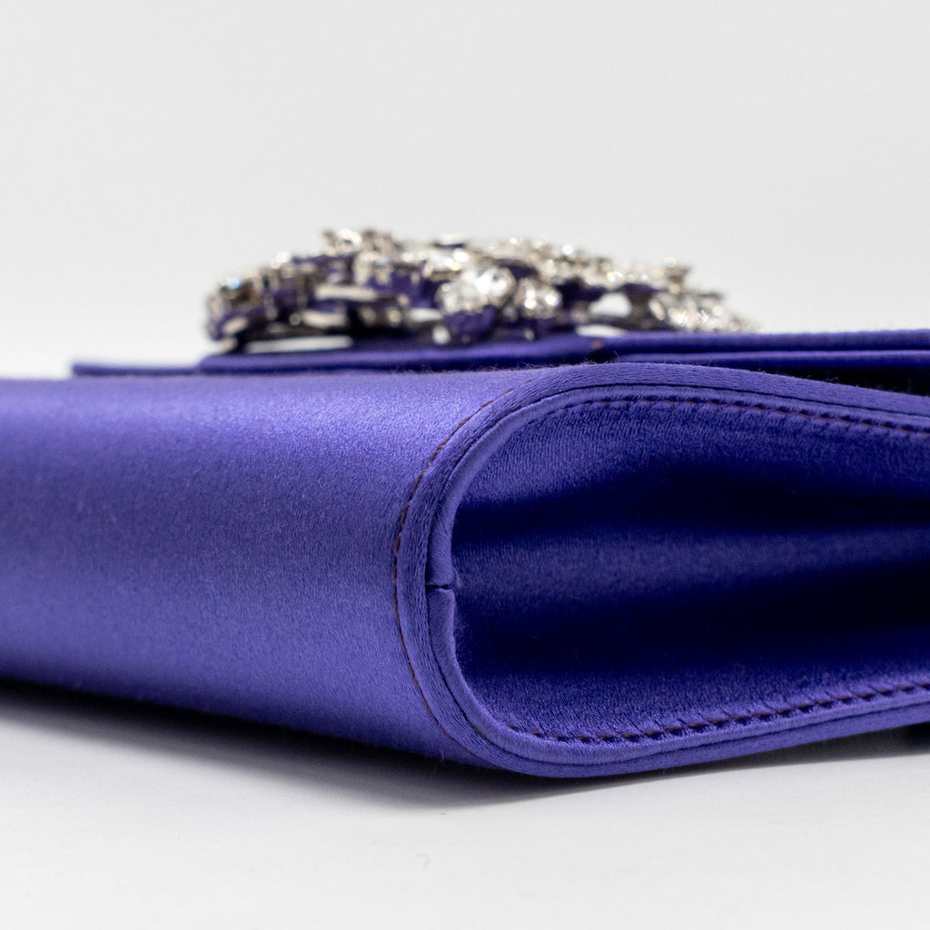 ROGER VIVIER EFFLORESCENCE MINI CLUTCH SILK BLEND SATIN PURPLE SHW