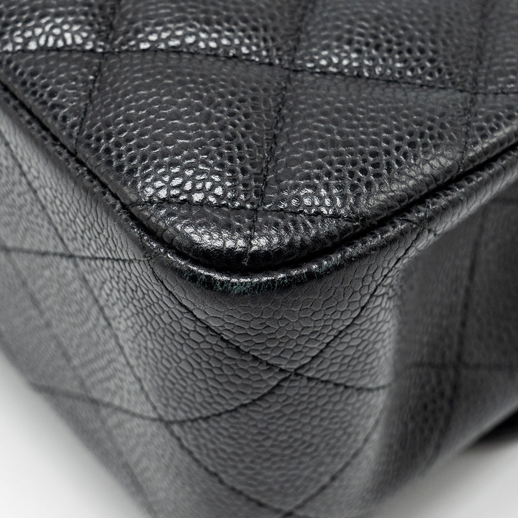 CHANEL JUMBO CLASSIC DOUBLE FLAP BAG CAVIAR BLACK SHW