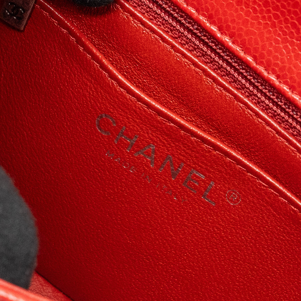 CHANEL MINI RECTANGULAR FLAP BAG CAVIAR RED RUTHENIUM HARDWARE