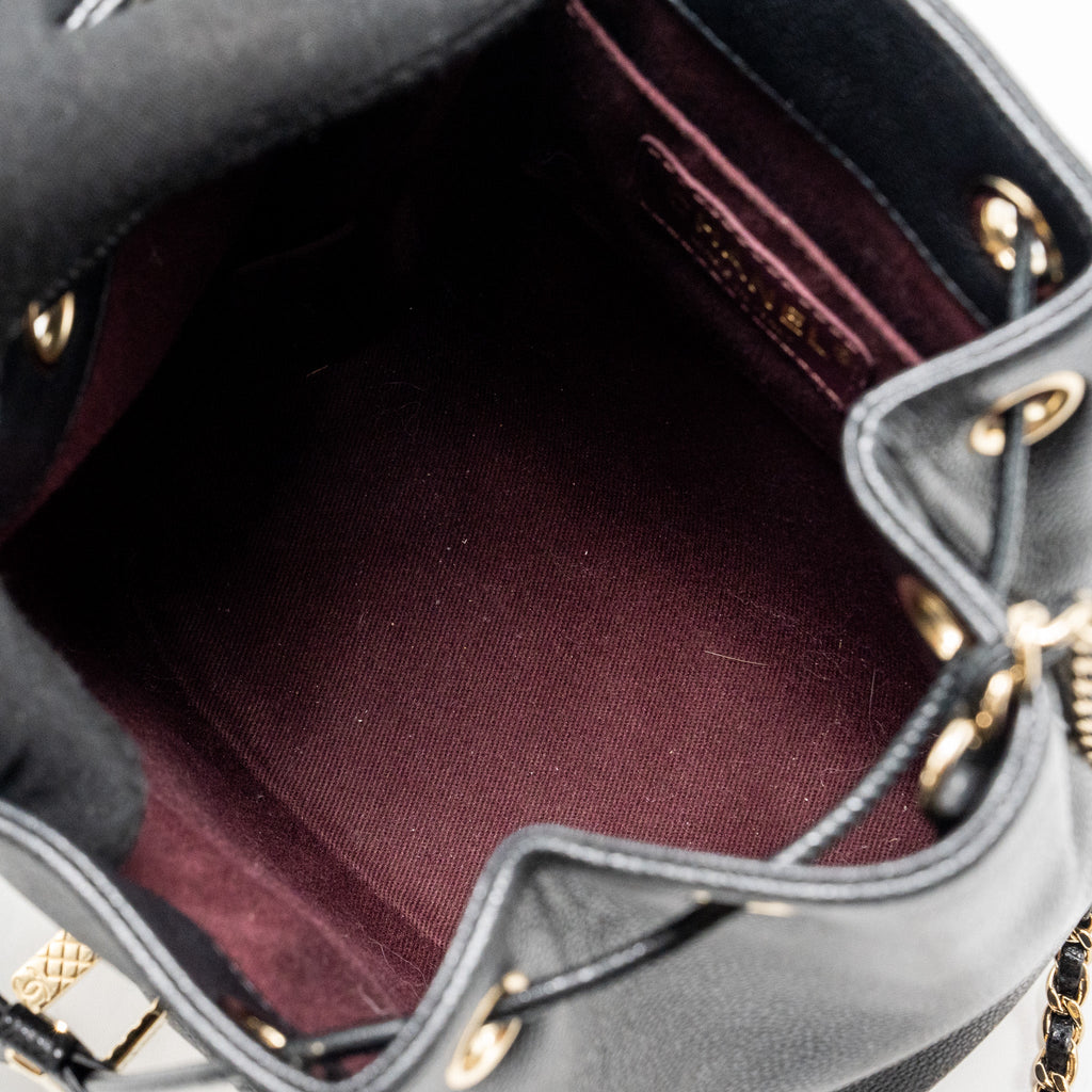 CHANEL BUSINESS AFFINITY DRAWSTRING BUCKET BAG CAVIAR BLACK GHW