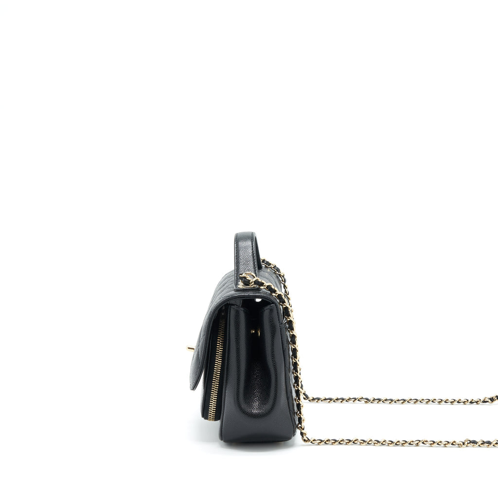 CHANEL SMALL BUSINESS AFFINITY CAVIAR BLACK LGHW(MICROCHIP)