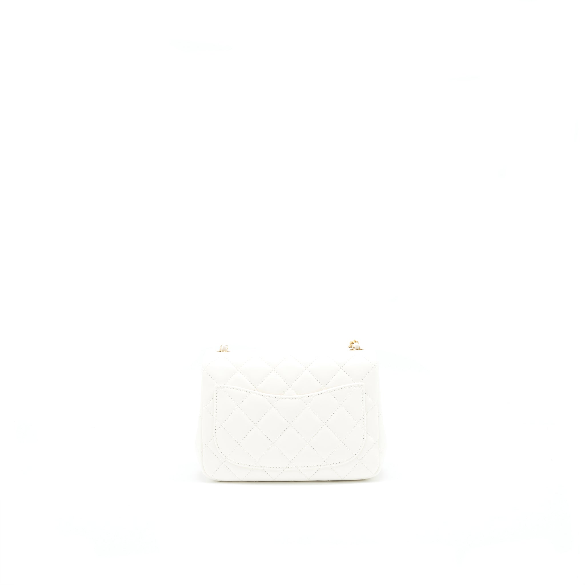 CHANEL 21B PEARL CRUSH SQUARE MINI FLAP BAG WHITE GHW