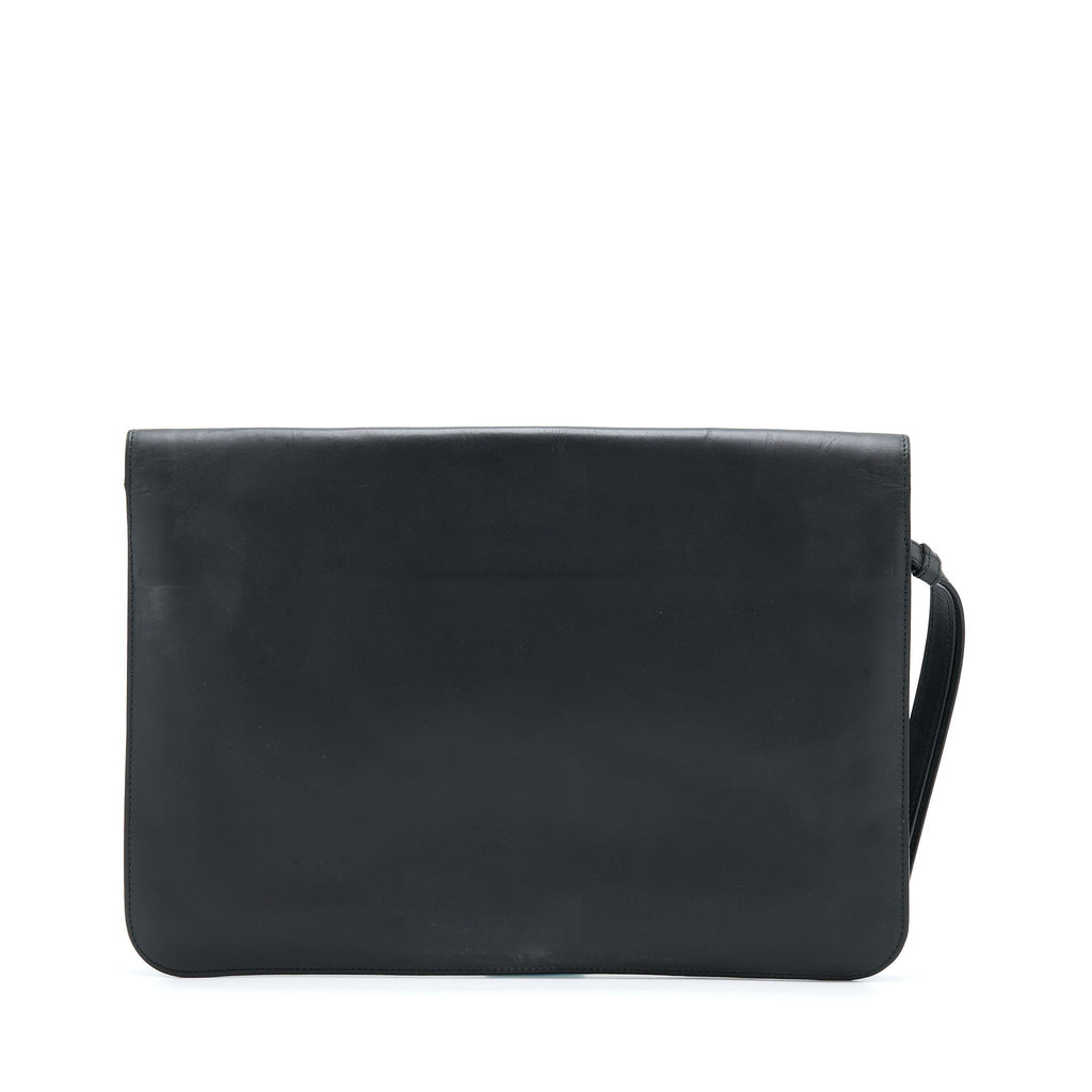 BOTTEGA VENETA MEN’S POUCH INTRECCIATE BLACK WITH BLACK HARDWARE
