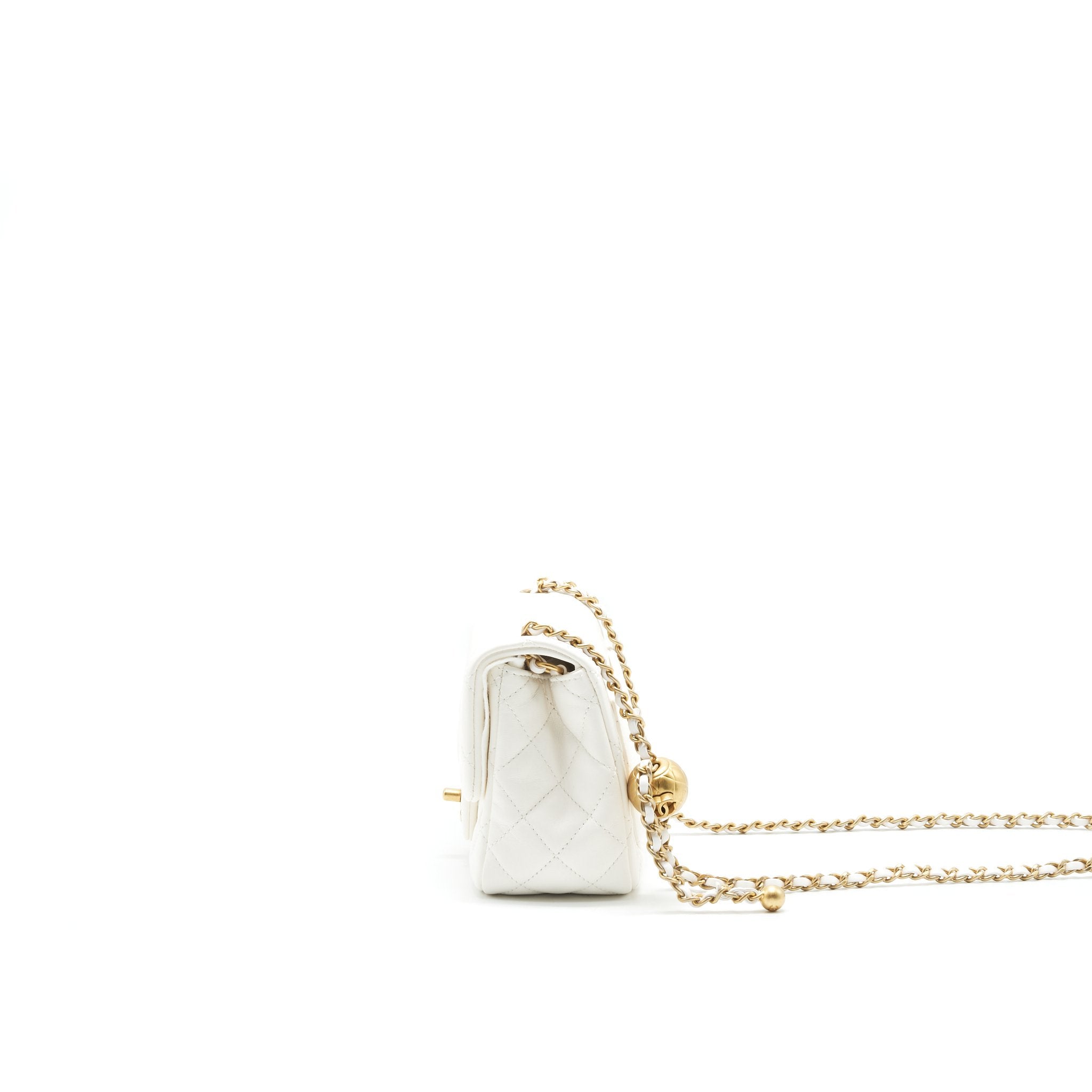 CHANEL 21B PEARL CRUSH MINI SQUARE FLAP BAG WHITE GHW