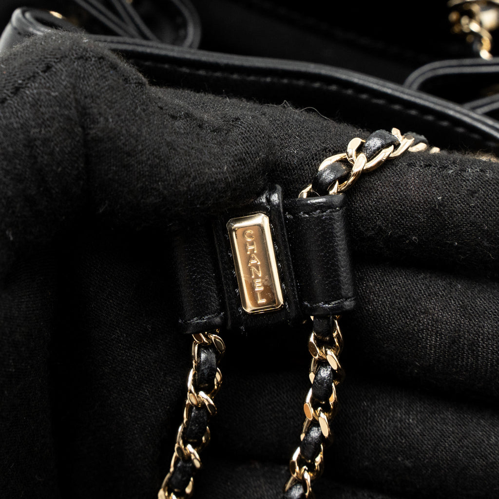 CHANEL MINI DUMA BACKPACK LAMBSKIN BLACK LGHW (MICROCHIP)