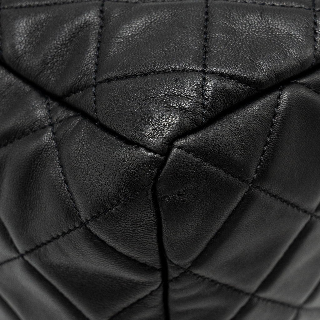 CHANEL CC CHAIN DRAWSTRING BUCKET BAG LAMBSKIN BLACK SHW