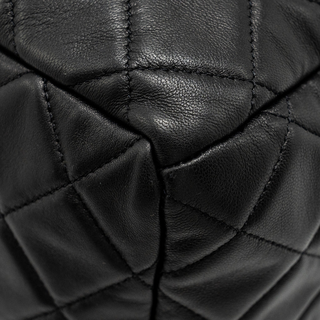 CHANEL CC CHAIN DRAWSTRING BUCKET BAG LAMBSKIN BLACK SHW