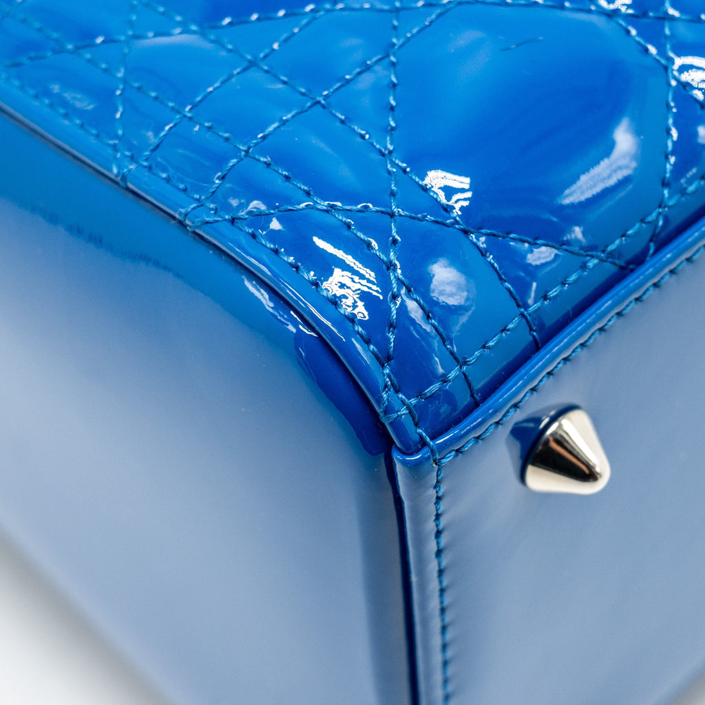 DIOR MEDIUM LADY DIOR PATENT BLUE SHW
