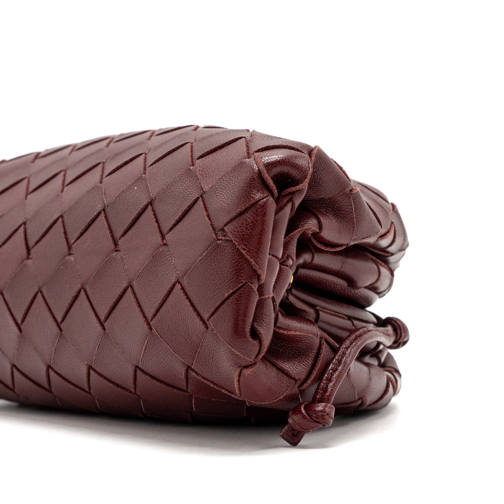 BOTTEGA VENETA MINI POUCH LAMBSKIN DARK RED GHW