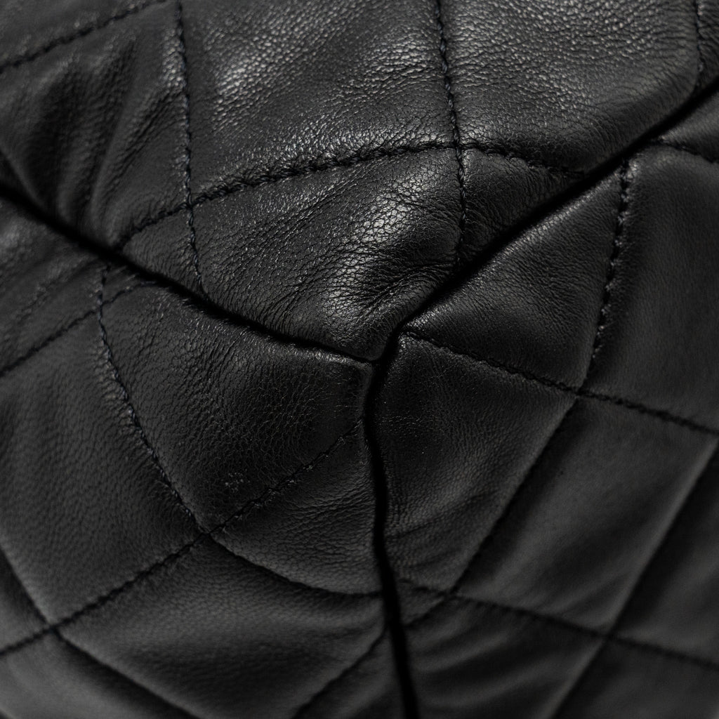 CHANEL CC CHAIN DRAWSTRING BUCKET BAG LAMBSKIN BLACK SHW