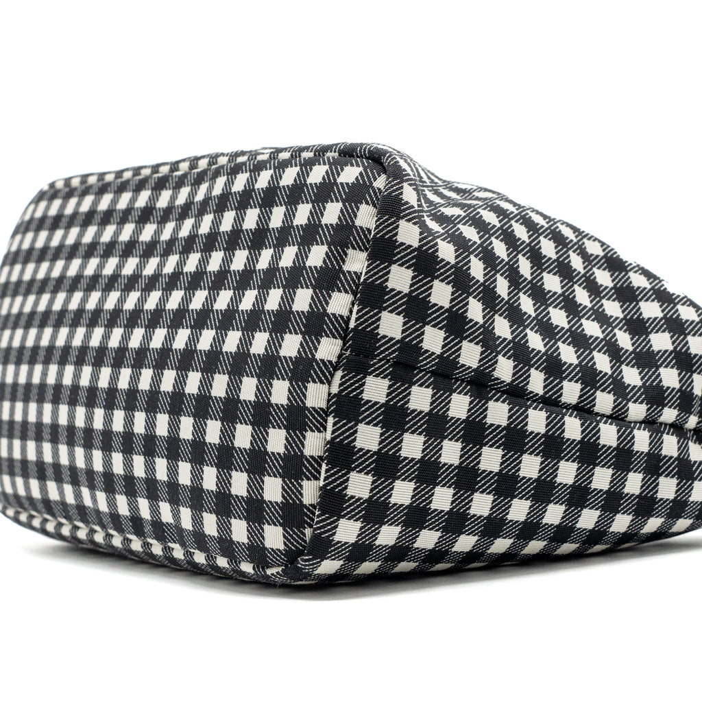 MIU MIU SPIRIT PRINTED FAILLE MINI-BAG NYLON BLACK / WHITE GHW