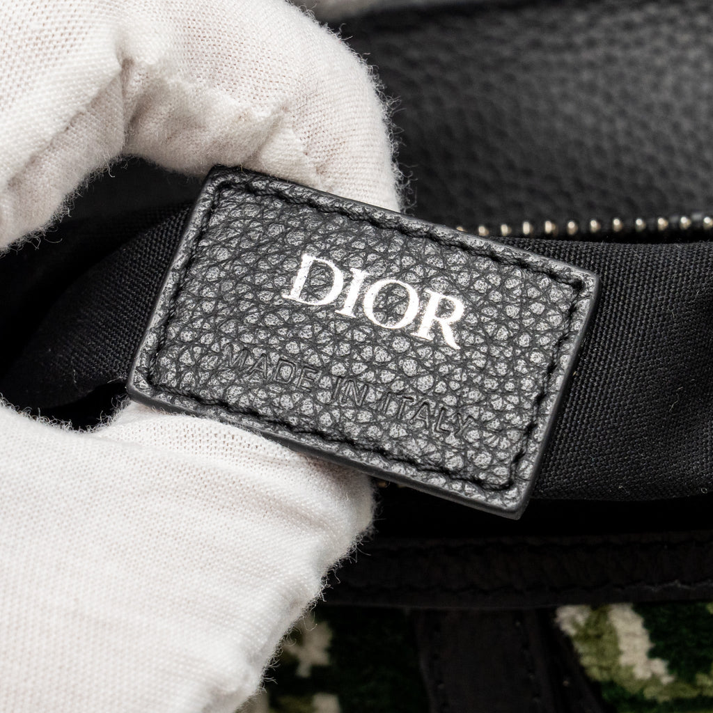 DIOR MEN’S SADDLE BAG FABRIC DIOR OBLIQUE GREEN SHW