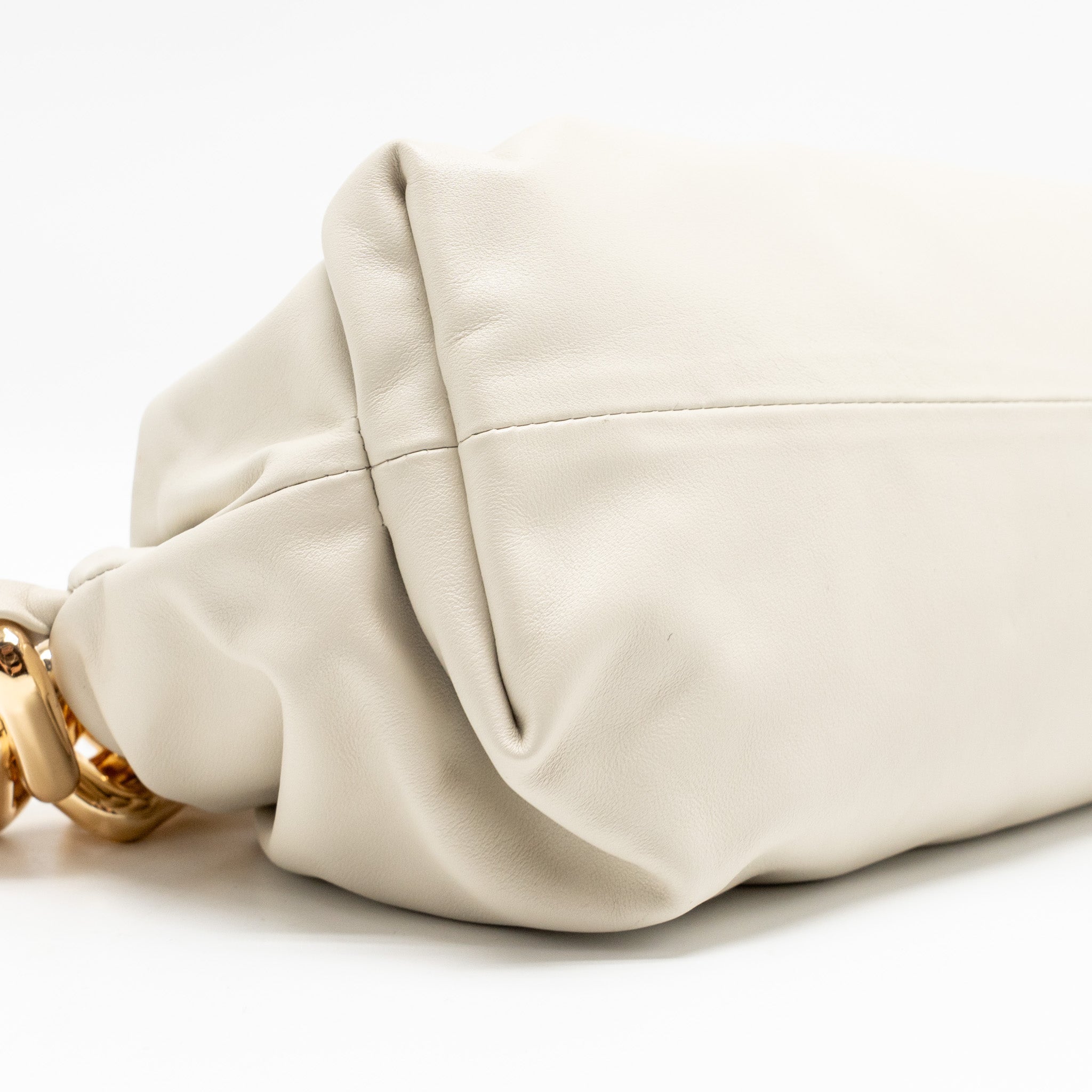 BOTTEGA VENETA CHAIN POUCH BAG CALFSKIN WHITE GHW
