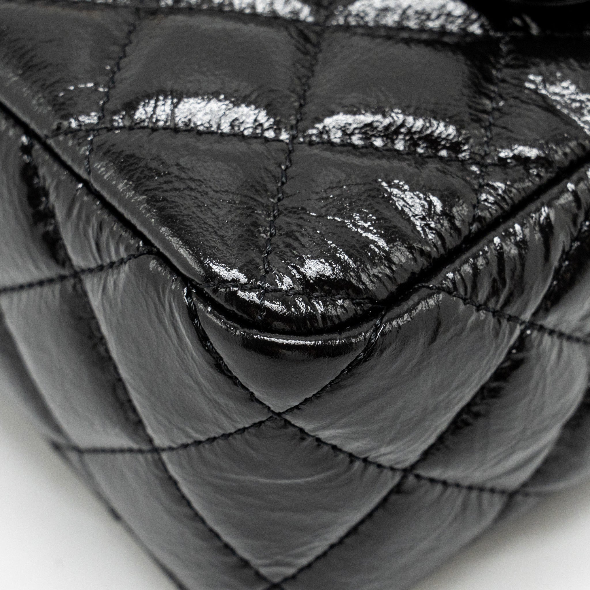 CHANEL 23C SMALL HOBO BAG SHINY CALFSKIN BLACK BRUSHED GHW(MICROCHIP)