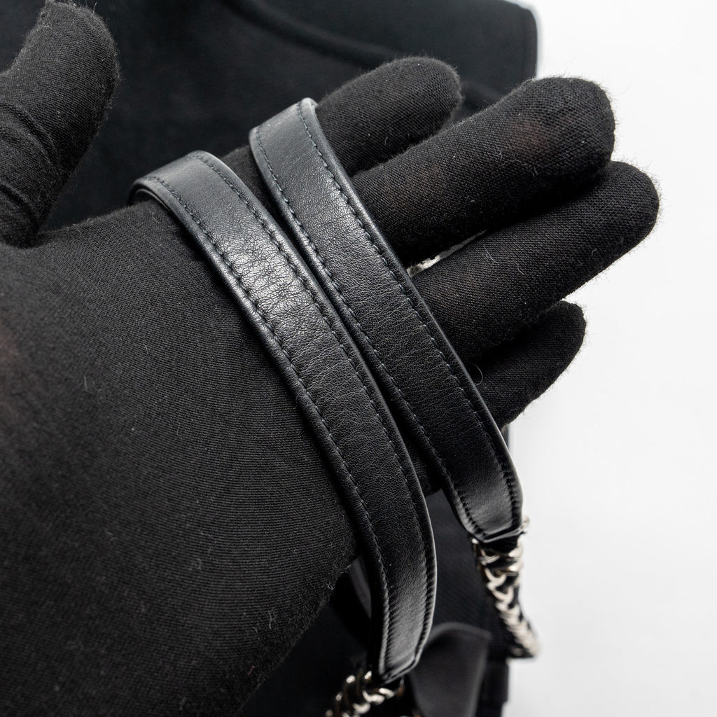 CHANEL LARGE DEAUVILLE BLACK-STUDDED TOTE BAG CANVAS/LEATHER BLACK SHW