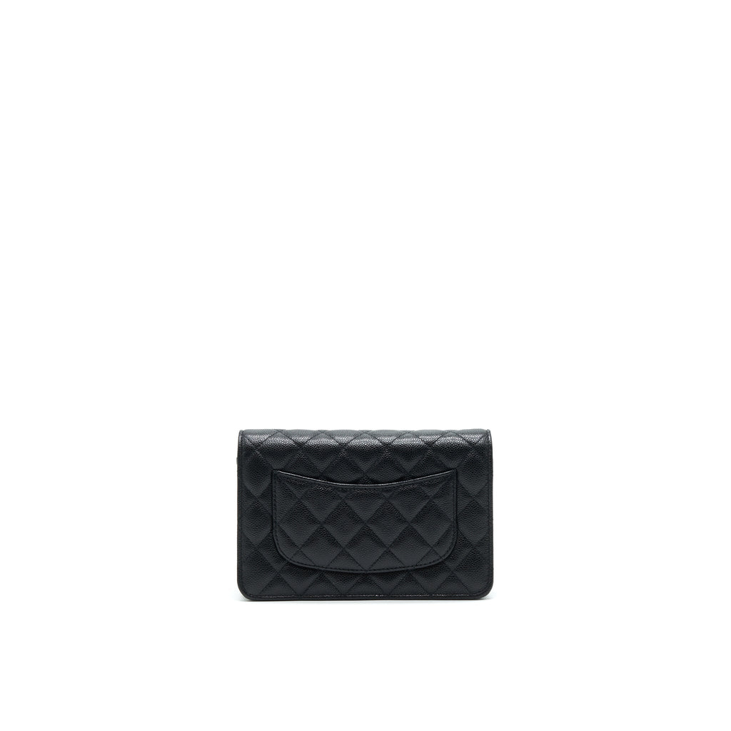 CHANEL 21A COCO LETTER WALLET ON CHAIN BLACK CAVIAR GHW