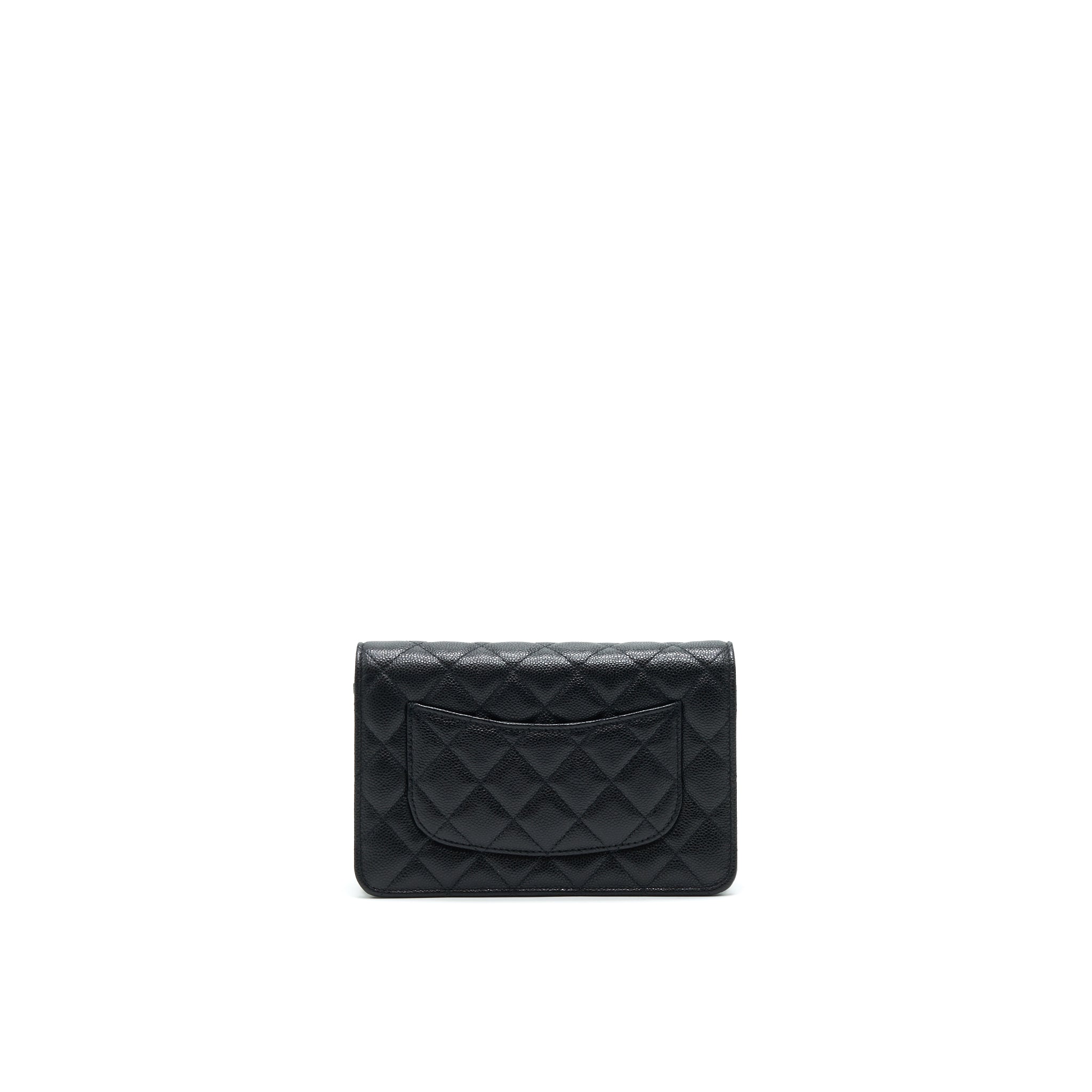 CHANEL 21A COCO LETTER WALLET ON CHAIN BLACK CAVIAR GHW