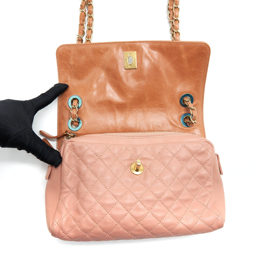 CHANEL QUILTED FLAP SHOULDER BAG PINK