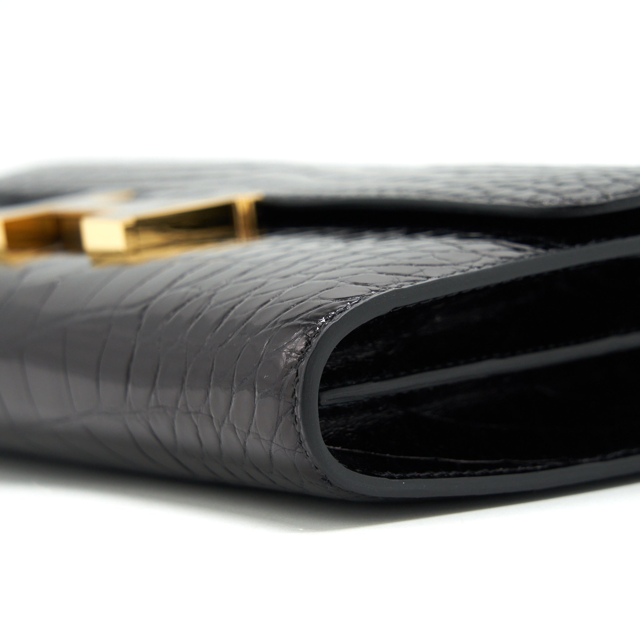 HERMES CONSTANCE TO GO ALLIGATOR MISSISSIPPIENSIS BLACK WITH BLACK HARDWARE